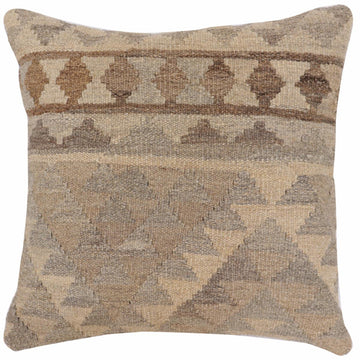 handmade Traditional Pillow Beige Gray Hand-Woven SQUARE 100% WOOL Hand woven turkish pillow2' x 2'